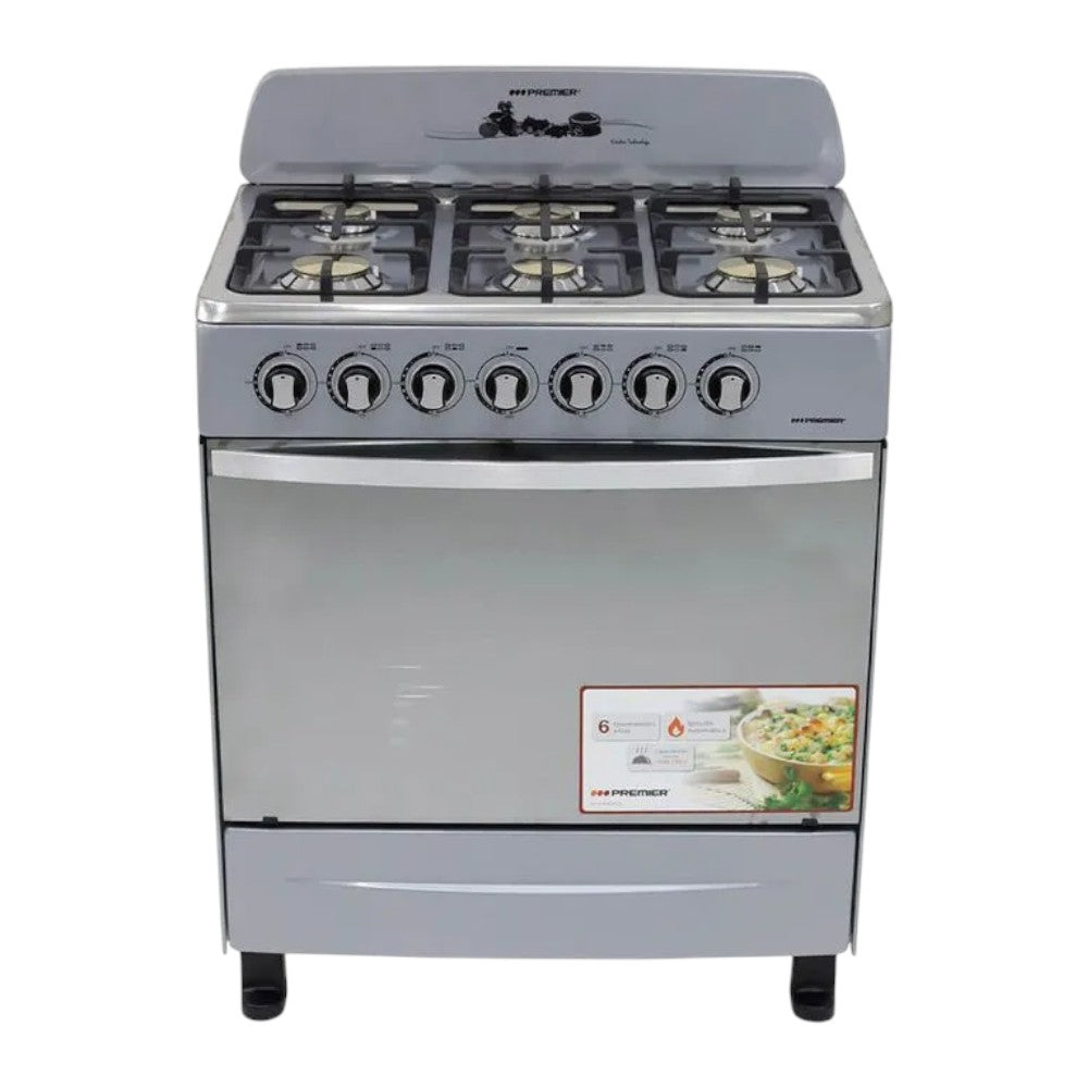 Estufa a Gas Premier de 6 Quemadores / Plateado / 105L (30”)