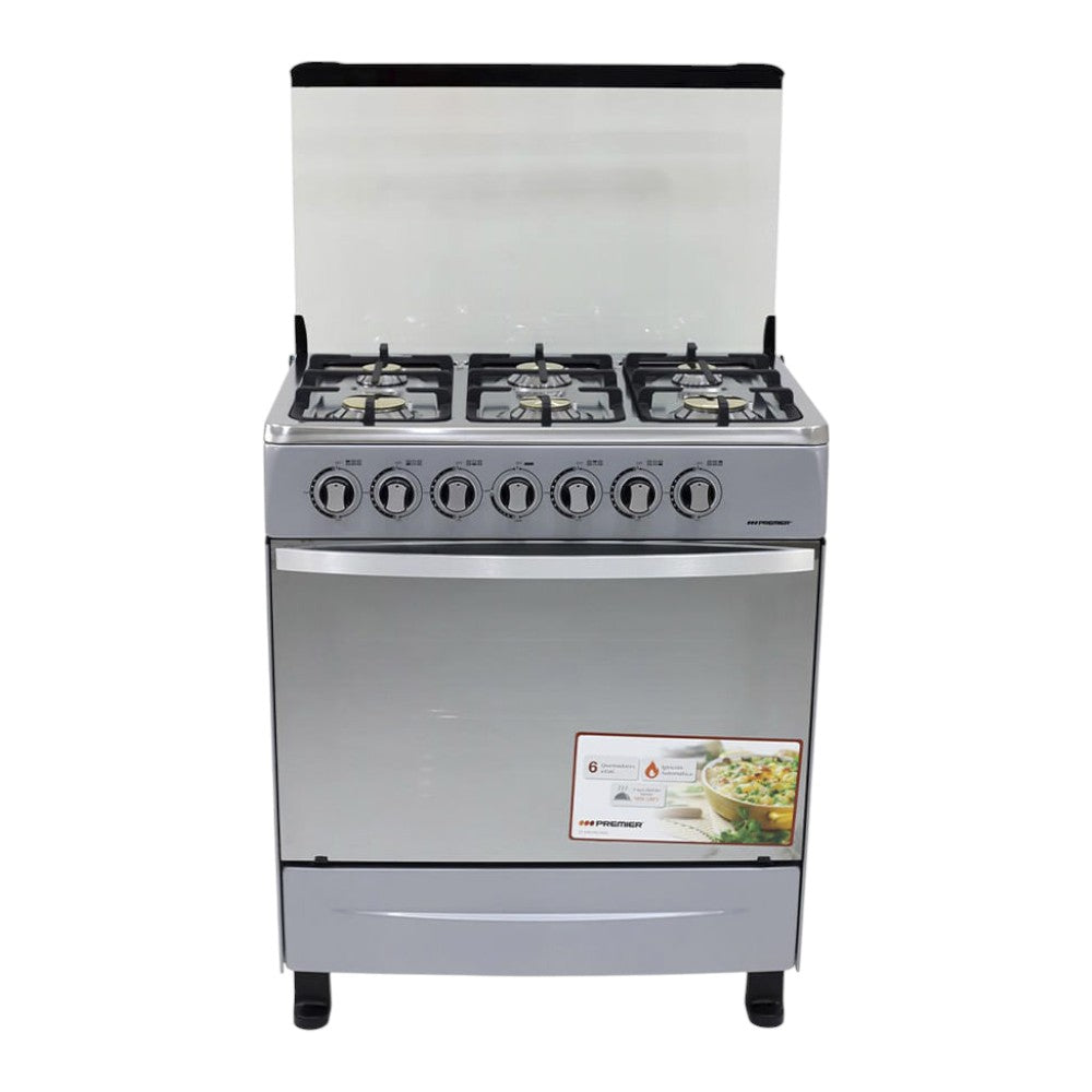 Estufa a Gas Premier 30" / 6 Quemadores / Plateado / c/Horno