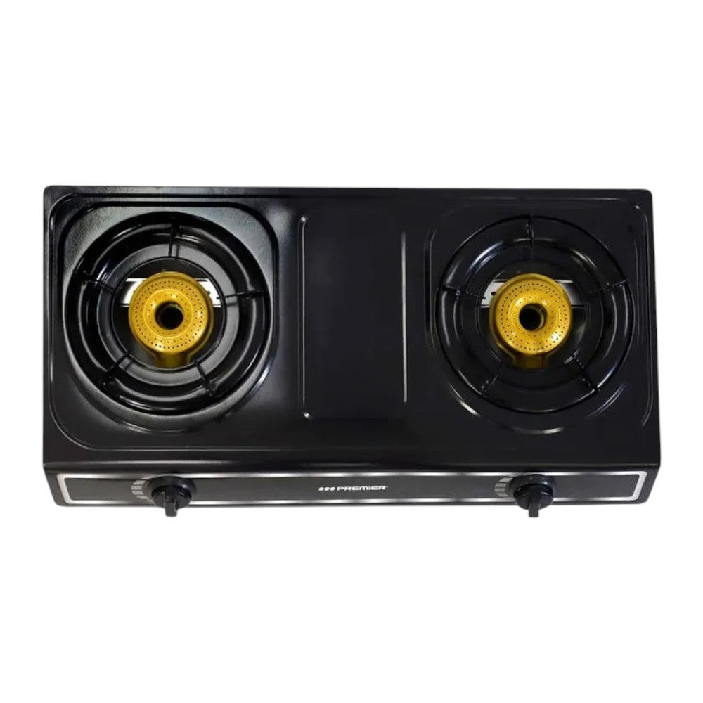 Estufa a Gas Premier / Acero Inoxidable / 2 Quemadores / Negra