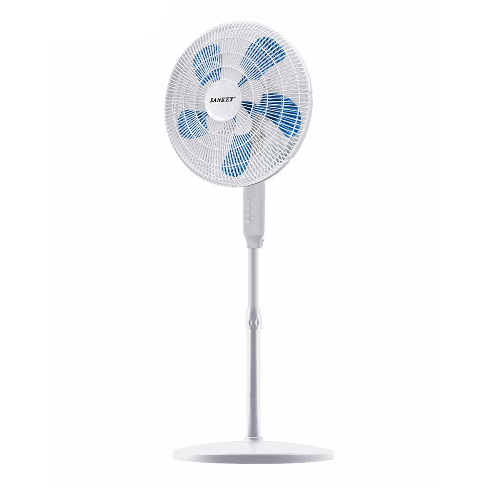 Abanico de Pedestal Sankey Doble Aspa Blanco de 16"