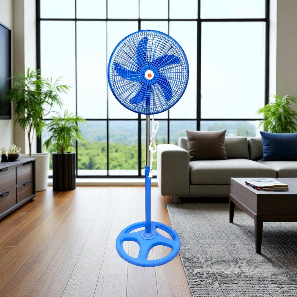 Abanico Pedestal 16" Azul Plástico