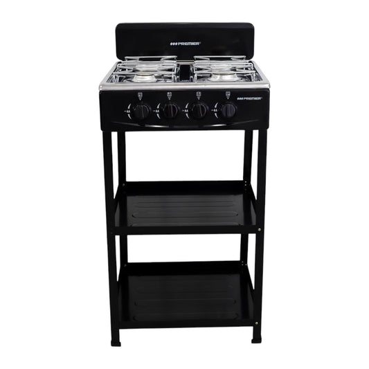 Estufa a Gas Premier 4 Quemadores / Negro / Acero Inoxidable