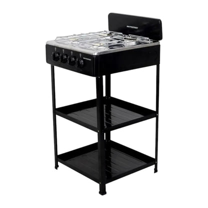 Estufa a Gas Premier 4 Quemadores / Negro / Acero Inoxidable