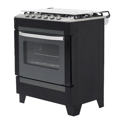 Estufa Nisato de 30" / 5 Quemadores  / Negra-Acero Inoxidable