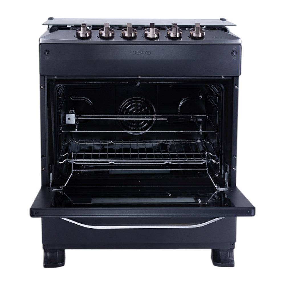 Estufa Nisato de 30" / 5 Quemadores  / Negra-Acero Inoxidable