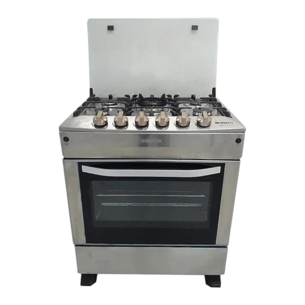 Estufa Nisato 30" / 5 Quemadores / Acero Inoxidable / Tapa de Vidrio