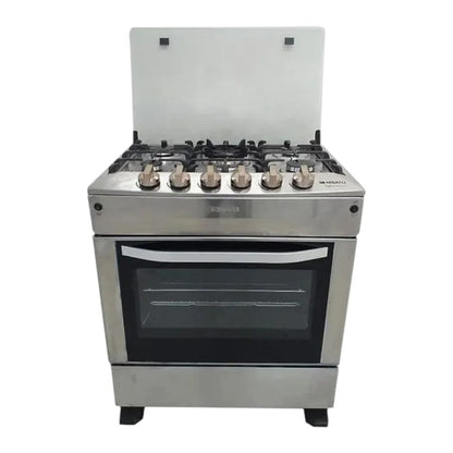 Estufa Nisato 30" / 5 Quemadores / Acero Inoxidable / Tapa de Vidrio