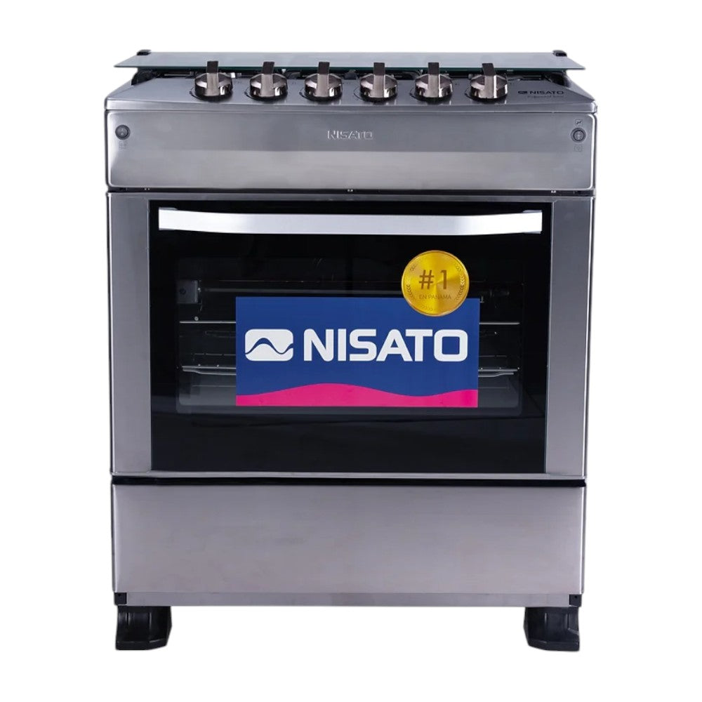 Estufa Nisato 30" / 5 Quemadores / Acero Inoxidable / Tapa de Vidrio