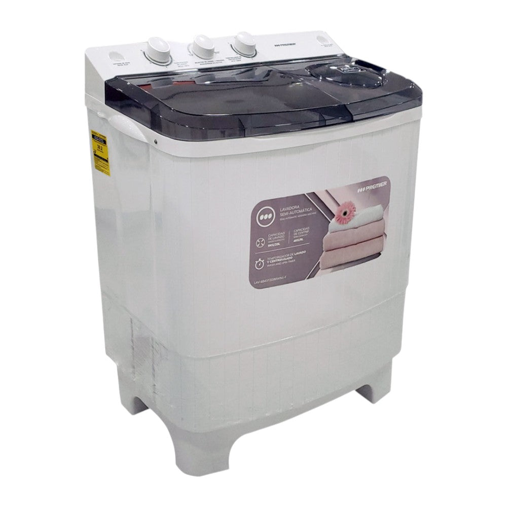 Lavadora Premier Semi-Automática 9Kg / Blanca / Barril-Doble