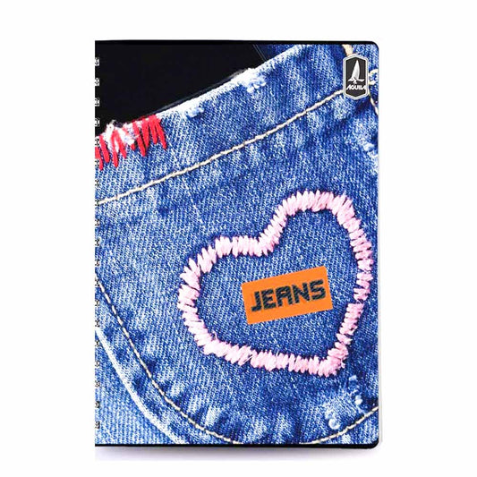 Cuaderno Cosido Mediano Raya Ancha Jeans de 200 Páginas
