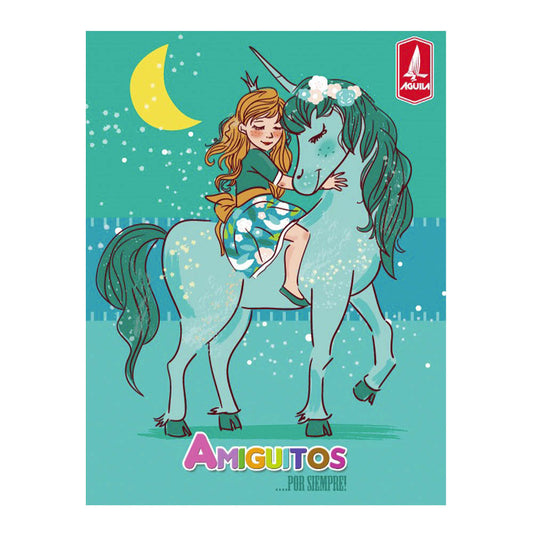 Cuaderno Cosido Mediano Raya Ancha Amiguitos de 200 Páginas