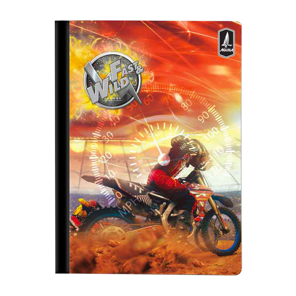 Cuaderno Cosido Mediano Raya Ancha Fast & Wild de 200 Páginas