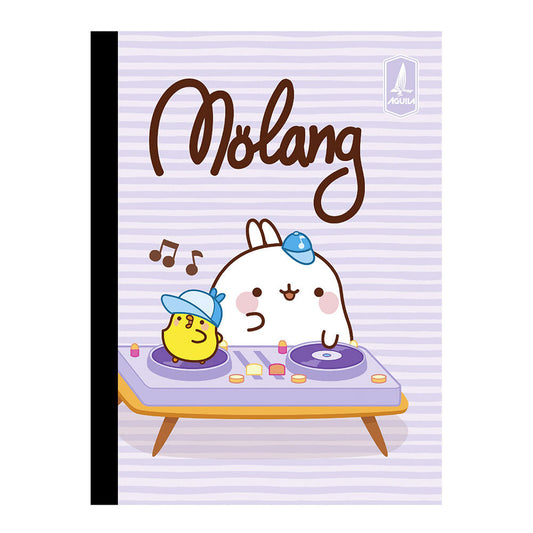 Cuaderno Cosido Mediano Doble Raya Molang de 200 Páginas