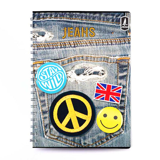 Cuaderno Con Espiral Doble 5 Materias Jeans de 300 Páginas