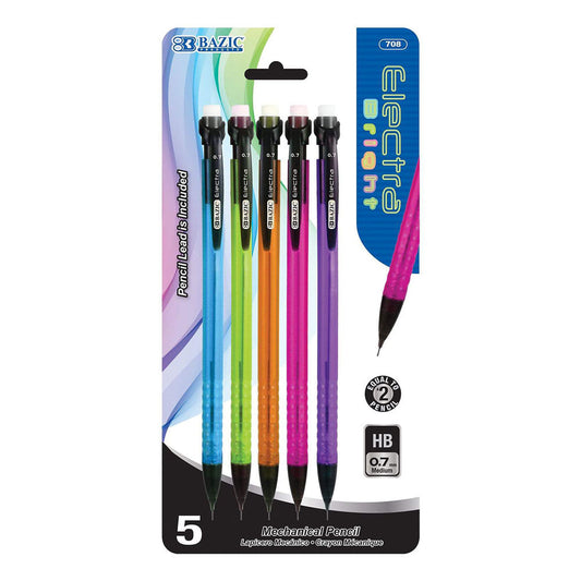 Lápiz Mecánico Bazic Electra Fashion 5 Piezas 0.7 mm