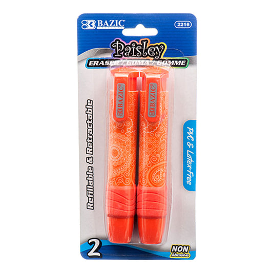 Borrador Lapiz Bazic Retractil Paisley 2 Piezas - Surtido