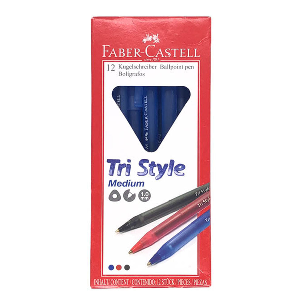 Bolígrafos Faber Castell Tri Style de 1.0 mm Azul de 12 Piezas