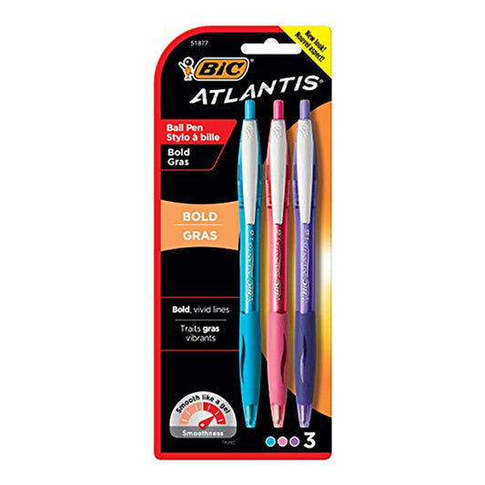 Bolígrafos Bic Atlantis Retráctil de 3 Piezas