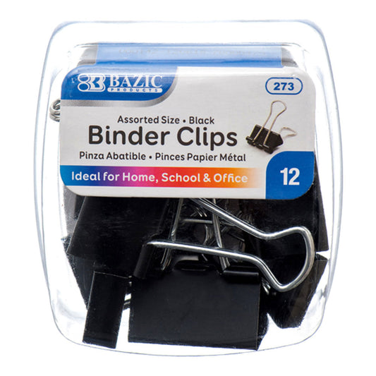 Clips Mariposa Bazic Negro 12 Piezas