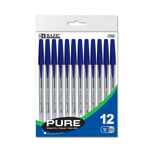 Bolígrafos Bazic Pure Azul de 12 Piezas