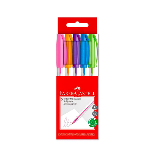 Bolígrafo Trilux 032-M Faber Castell Estuche de 5 Piezas - Surtido