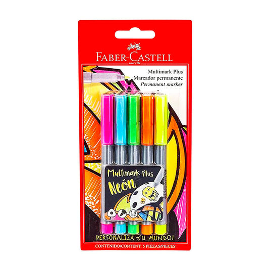 Marcador Permanente Faber Castell Multimark Neon 5 Piezas