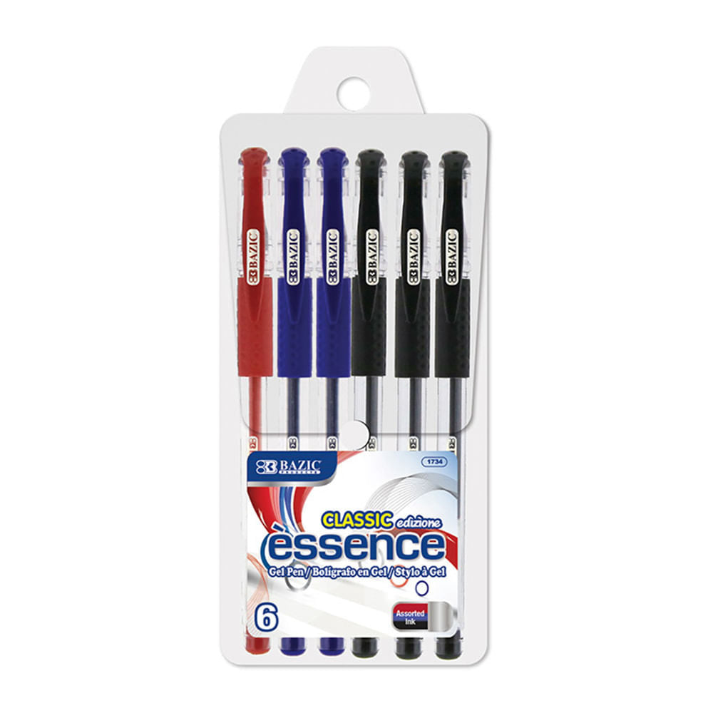 Bolígrafos Bazic Gel Essence de 6 Piezas - Surtido