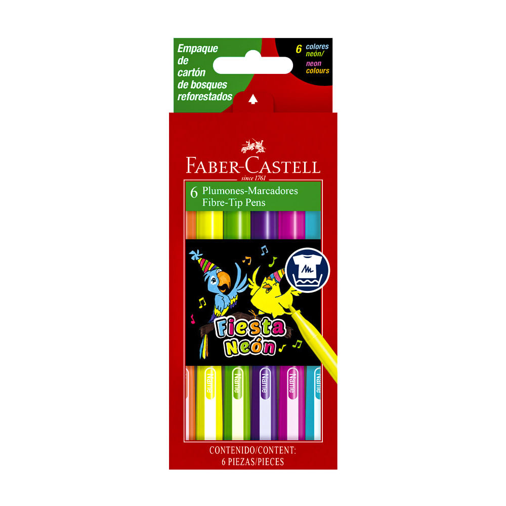 Marcador Fiesta Neón Faber Castell 6 Piezas