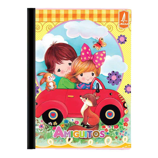 Cuaderno Cosido Pequeño Raya Ancha Amiguitos 200 Páginas