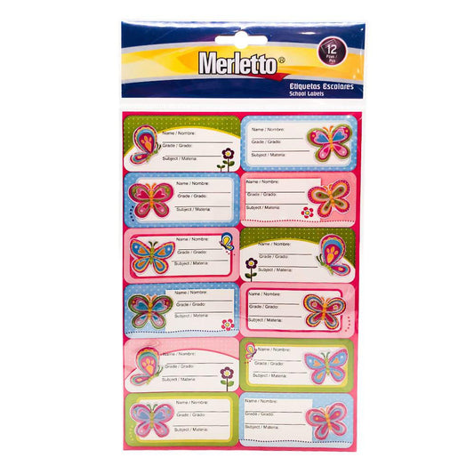 Etiquetas Escolares Merletto de 12 Piezas - Surtido