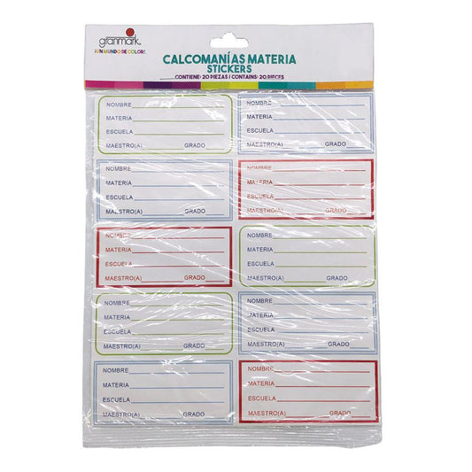 Etiquetas Escolares Granmark 20 Piezas - Surtido