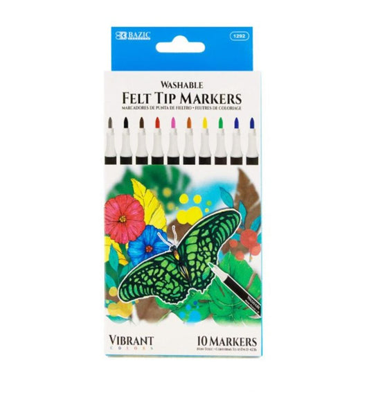 Marcadores Punta Fina Bazic X10 Colores Surt