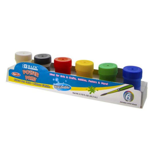 Tempera Bazic Lavable 0.75Oz X6 Colores