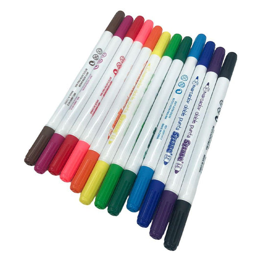Marcadores Sysabe Con Doble Punta 12 Colores
