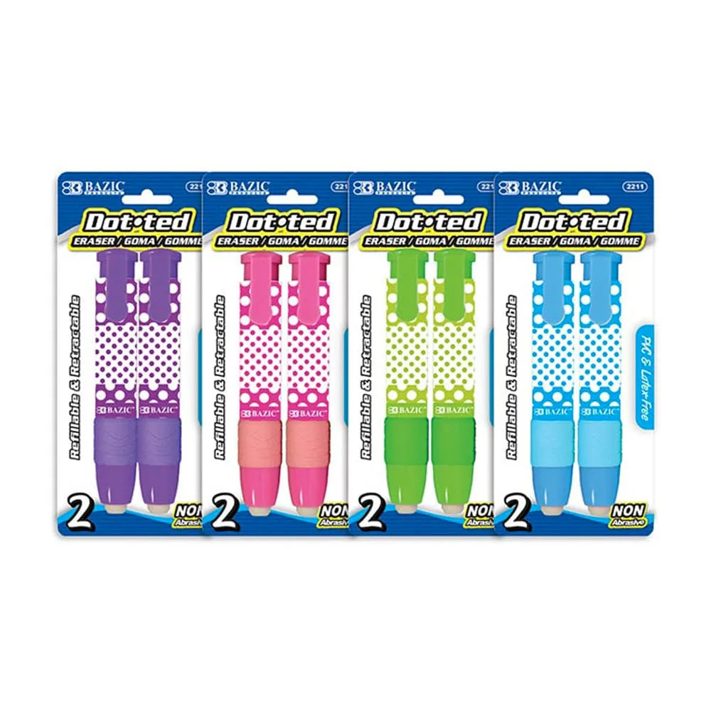 Borrador Bazic / Estilo Lápiz / 2 Piezas / Retráctil / Surtido