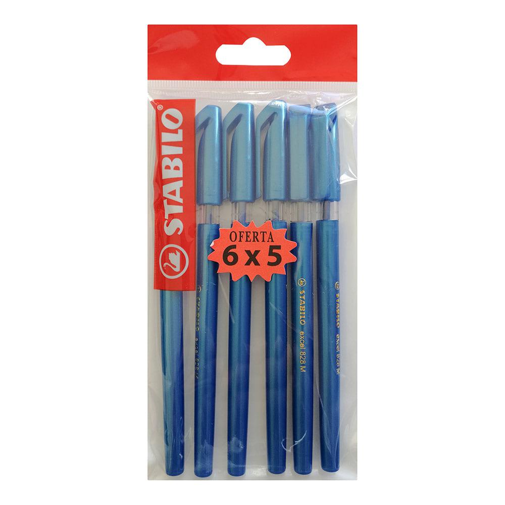 Bolígrafo Stabilo Azul 5 Piezas