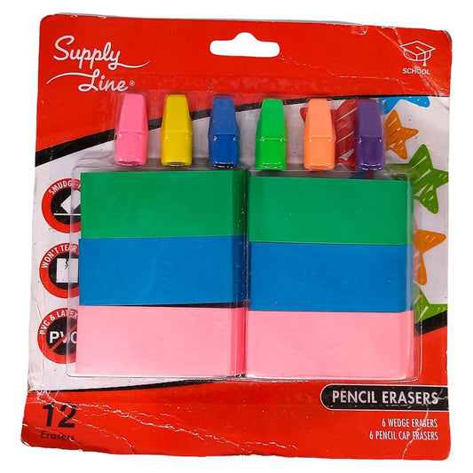 Borrador Supply Line de Colores 12 Piezas