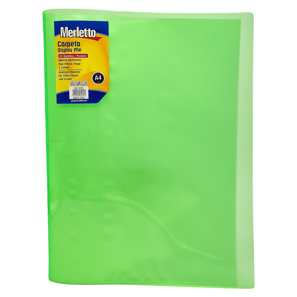 Carpeta Neón Merletto Con 20 Hojas Protectoras A4 - Surtido