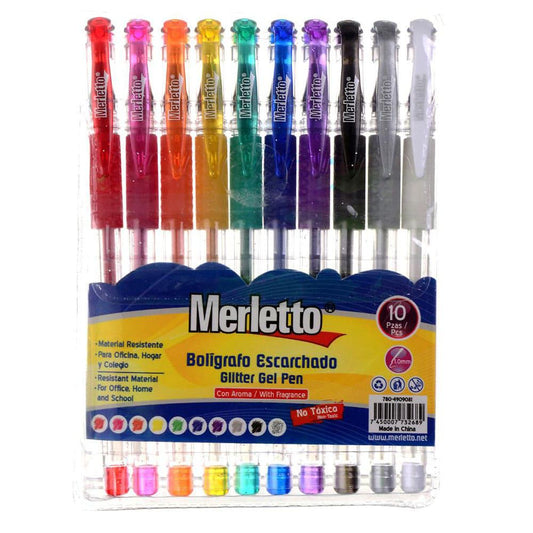 Bolígrafo Gel Merletto Escarchado 10 Piezas