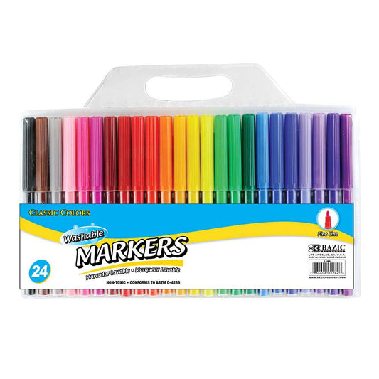 Marcadores Lavables Bazic Fino 24 Colores