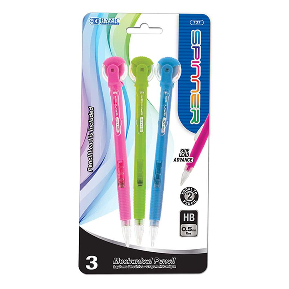 Lápiz Mecánico Bazic Spinner 0.5 mm 3 Piezas - Surtido