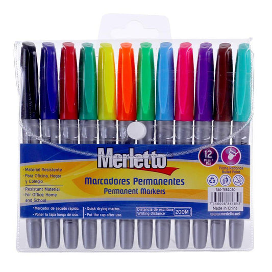 Marcadores Permanentes Merletto 12 Piezas