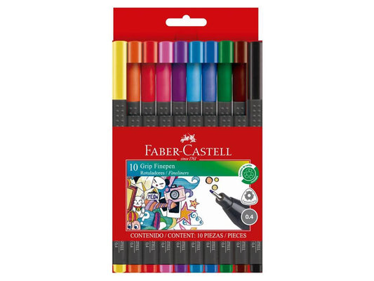 Marcadores Faber Castell Grip Punta Fina 10 Colores