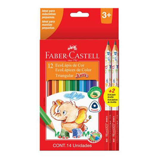 Lápices de Colores Faber Castell Jumbo Triangular 12 Piezas