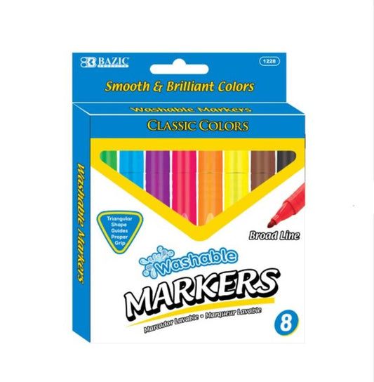 Marcadores Bazic Triangulares Lavables X8 Dp24