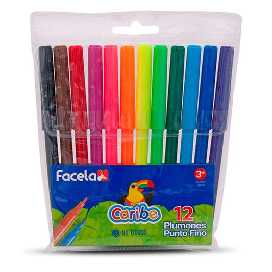 Marcadores Permanentes Facela Punta Fina Set de 12 Piezas