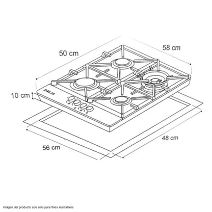 Estufa A Gas Empotrable Drija Milan 60 Pro / 4 Quemadores / Acero Inoxidable - Drija - Titan.com.pa - 710497348362