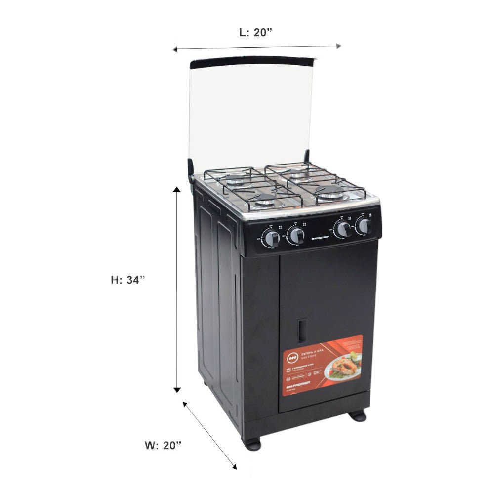 Estufa A Gas Premier de 4 Quemadores / Negro / Con Compartimiento - Premier - Titan.com.pa - 7453064739257
