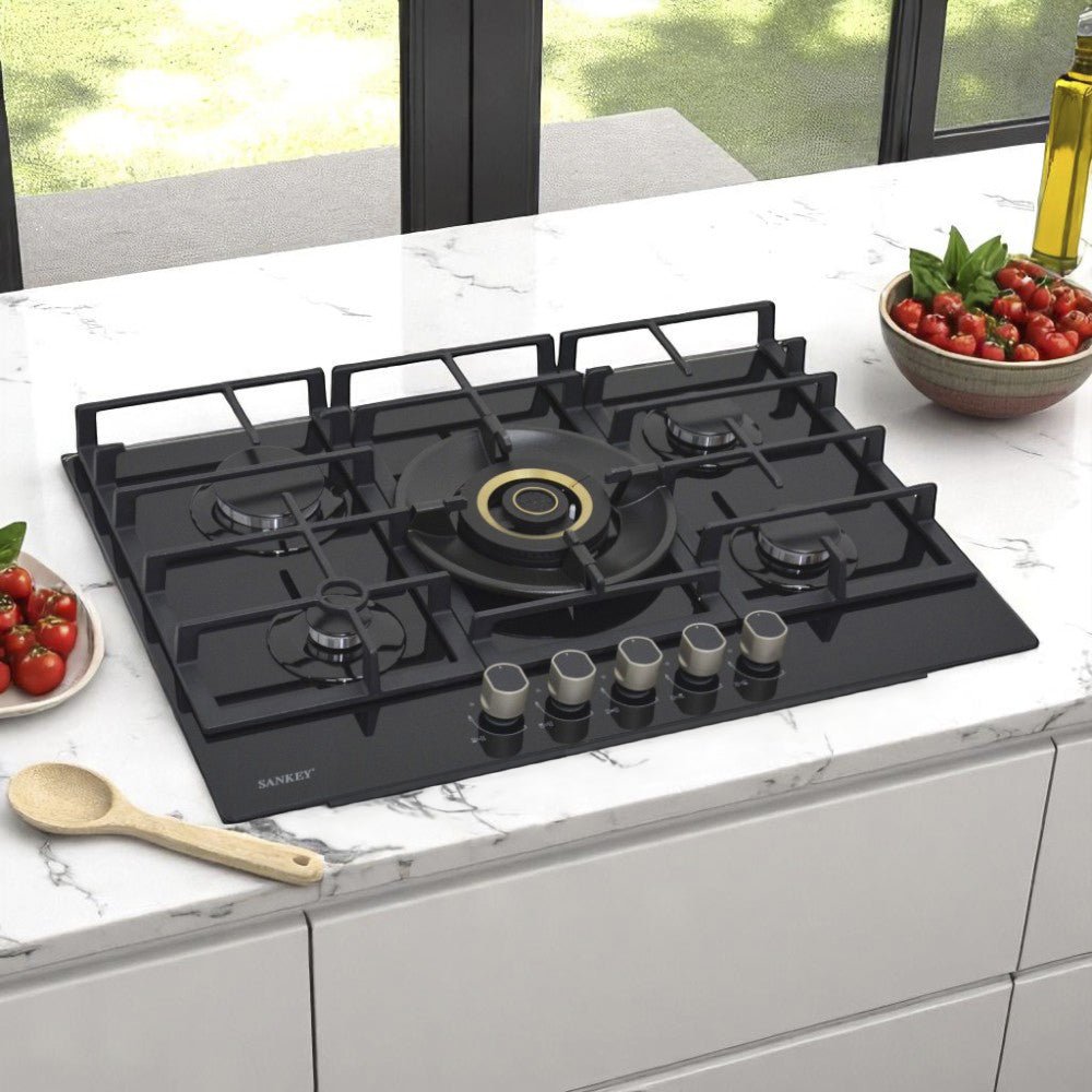 Estufa Empotrable Sankey de 30" / 5 Quemadores / Vidrio Negro - Sankey - Titan.com.pa - 7453013509948