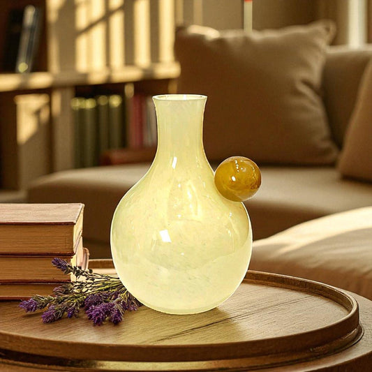 Florero Home Elegance Decorativo de Vidrio / 8" Geométrico / Color Beige - Home Elegance - Titan.com.pa - 2100000591343